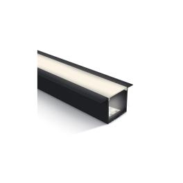 aluminiu Profil incastrat 7910R/B+PC opal Difuzor, 2m negru