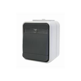 Buton cu revenire cu bec IP44, gri/gri