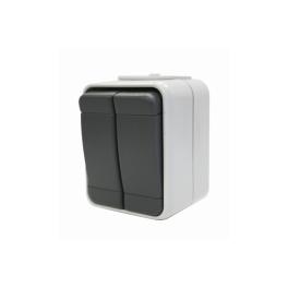 Buton dublu cu revenire IP44, gri/gri