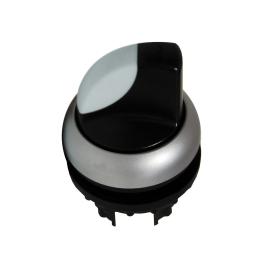 Buton selector cu 3 poziţii 2x60°, cu reţinere, alb