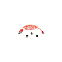 CABLU 1M 3IN1 TIP C/IPHONE/MICRO USB ILUMINAT LED ROSU