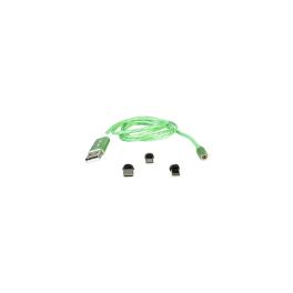 CABLU 1M 3IN1 TIP C/IPHONE/MICRO USB ILUMINAT LED VERDE