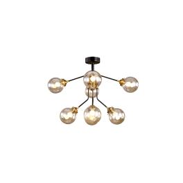 CANDELABRU BUBBLES 8XE14 STICLĂ CULOAREA CHIHLIMBARULUI