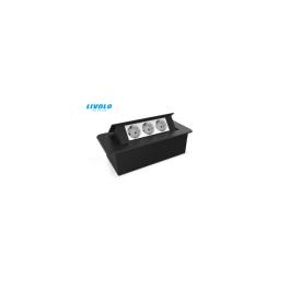 Carcasa prize incorporabile birou cu 3 prize 2M, Neagra