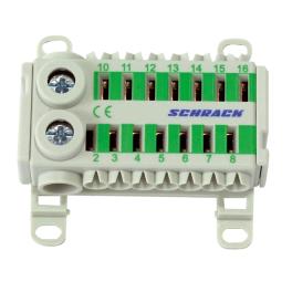 Clemă cu conexiune rapidă, verde, 2 x 25 mm², 14 x 6 mm²