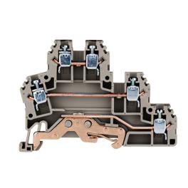 Clemă etajată pt. instalaţii, gri, PUK 2T, L/N/PE, 2,5mm²