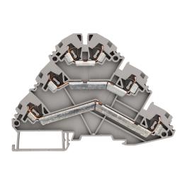 Clemă triplu etajată, conex. elast., gri,YBK 2,5-3F, 2,5mm²
