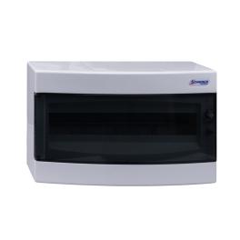 Dulap distrib. montaj apl, 1 rând, 18UH, uşă transp.