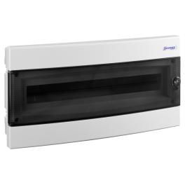 Dulap distrib. încastr. 1 rânduri, 24UH, uşă transp.