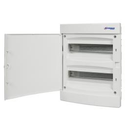 Dulap distrib. încastr. 2r-24UH, uşă din plastic alb mat