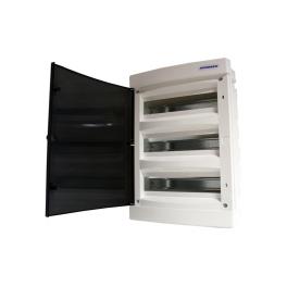 Dulap distrib. încastr. 3 rânduri, 54UH, uşă transp.