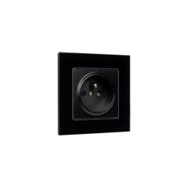 FRENCH TYPE SOCKET 16A GLASS FRAME BLACK