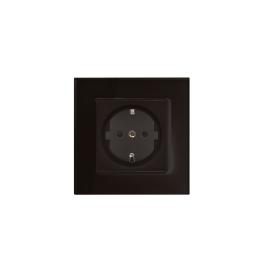 GERMAN TYPE SOCKET 16A GLASS FRAME BLACK+C. BOX