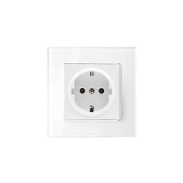 GERMAN TYPE SOCKET 16A GLASS FRAME WHITE+C. BOX