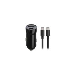 INCARCATOR AUTO 1XUSB 20W + 1X USB-C 60W + CABLU USBC - USB-C