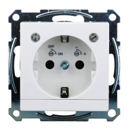 Insert priză cu contact de protecţie şi modul LED, alb