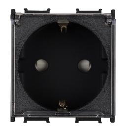 Insert priză cu protecţie mărită,capac,16A,cl cu şurub,negru