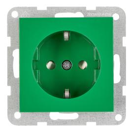 Insert priză, cu protecție, verde, cleme elastice