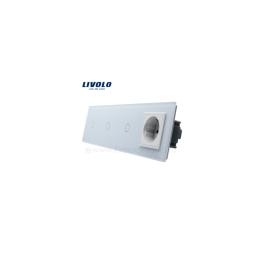 Intrerupator 3 x simplu + priza simpla, generatia noua, cu rama sticla