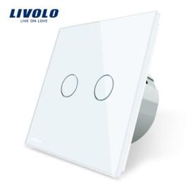 Intrerupator dublu wireless cu touch livolo din sticla