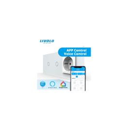 Intrerupator inteligent EC, 2 x simplu + priza Schuko EC, tactil, Generatie Noua, cu panou sticla, standard italian 6M pentru o doza
