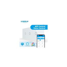 Intrerupator inteligent EC, 3 x simplu, tactil, Generatie Noua, cu panou sticla, standard italian 6M pentru o doza