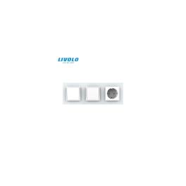 Intrerupator mecanic simplu + simplu + priza Schuko, cap / cruce, cu rama sticla