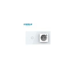 Intrerupator simplu + priza Schuko cu port USB tip C, generatia noua, cu rama sticla