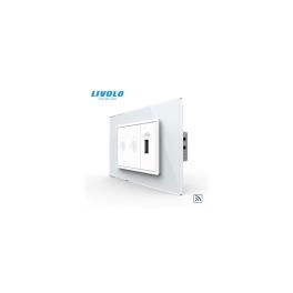Intrerupator tactil dublu control telecomanda RF + priza USB, 3M, rama sticla