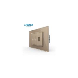 Intrerupator tactil dublu + priza USB, 3M, rama sticla
