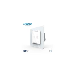 Intrerupator tactil dublu WiFi, cap / scara / cruce, cu rama sticla, 2M