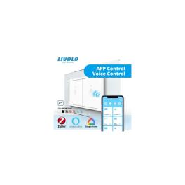 Intrerupator tactil simplu cap scara / cruce Zigbee + Intrerupator tactil simplu cap scara / cruce Zigbee, 4M, cu rama sticla