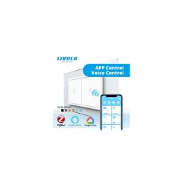 Intrerupator tactil simplu Zigbee + Intrerupator tactil simplu Zigbee, 4M, cu rama sticla