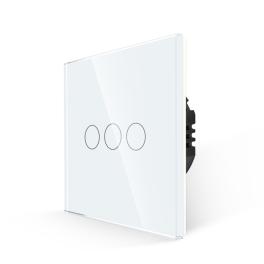 Intrerupator Triplu cu Touch din Sticla LUXION, 500W - alb