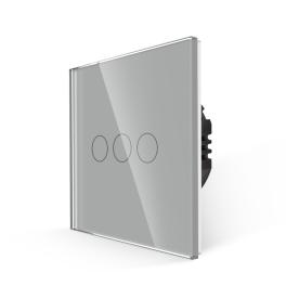 Intrerupator Triplu cu Touch din Sticla LUXION, 500W - gri