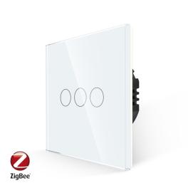 Intrerupator Triplu cu Touch din Sticla LUXION, protocol ZigBee - alb
