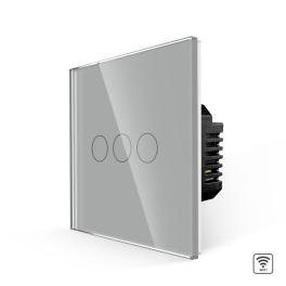 Intrerupator Triplu Wi-Fi cu Touch din Sticla LUXION - gri