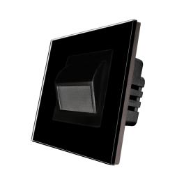 Lampa de Veghe LED cu Lumina Alb - Neutra LUXION cu Rama de Sticla - negru