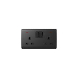 LONDON DOUBLE SOCKET WITH 1P BUTTON SWITCH NEON AN