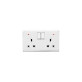 LONDON DOUBLE SOCKET WITH 1P BUTTON SWITCH NEON WH