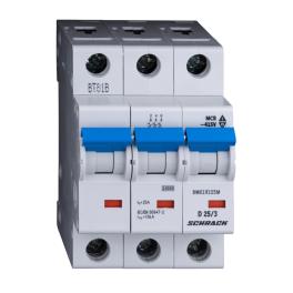 Miniature Circuit Breaker (MCB) D, 25A, 3-pole, 10kA, 40° C