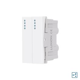 Modul Intrerupator Dublu Cap-Scara Mecanic 2M / 1M LUXION, Standard Italian - alb