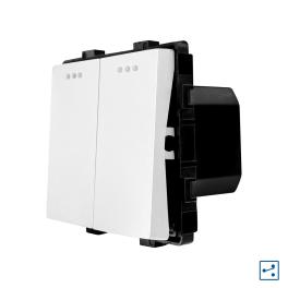 Modul Intrerupator Dublu Cap Scara Mecanic LUXION - alb