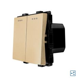 Modul Intrerupator Dublu Cap Scara Mecanic LUXION - auriu