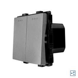 Modul Intrerupator Dublu Cap Scara Mecanic LUXION - gri