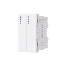 Modul Intrerupator Dublu Mecanic 2M / 1M LUXION, Standard Italian - alb