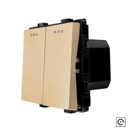 Modul Intrerupator Dublu Mecanic cu Reset / Revenire LUXION - auriu