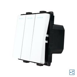 Modul Intrerupator Triplu Cap Scara Mecanic LUXION - alb
