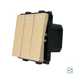 Modul Intrerupator Triplu Cap Scara Mecanic LUXION - auriu