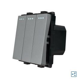 Modul Intrerupator Triplu Cap Scara Mecanic LUXION - gri